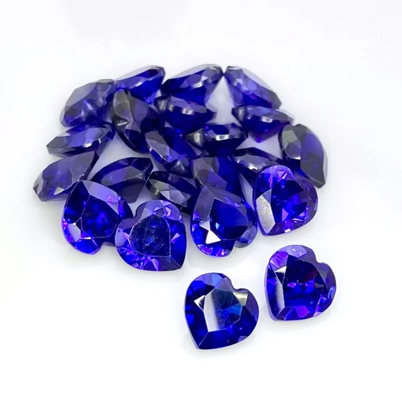 Tanzanite Blue CZ 10mm Faceted Heart AAA Grade Gemstones Parcel - 152898