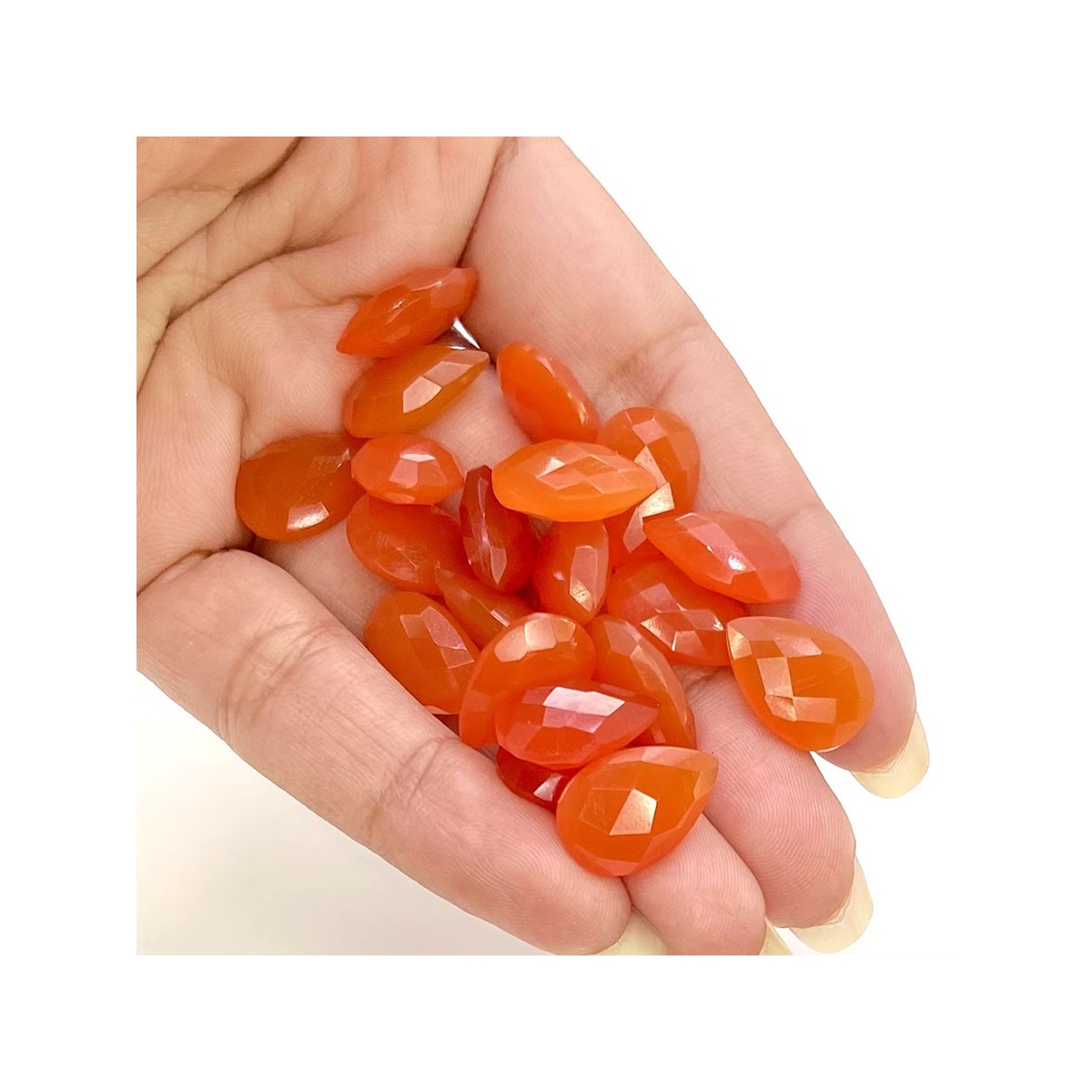 99.30 Cts. Carnelian 15x10mm Briolette Pear Shape AA Grade Loose Gemstone  Beads Lot - Total 20 Pcs.