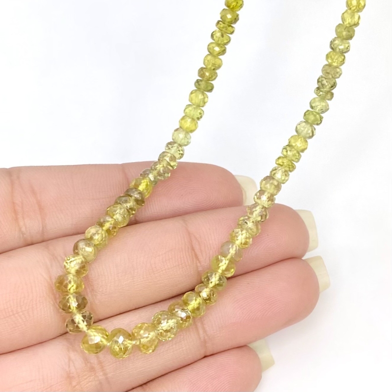 Green Sapphire 2.5-5mm Faceted Rondelle AA+ Grade Gemstone Beads Strand -  157004