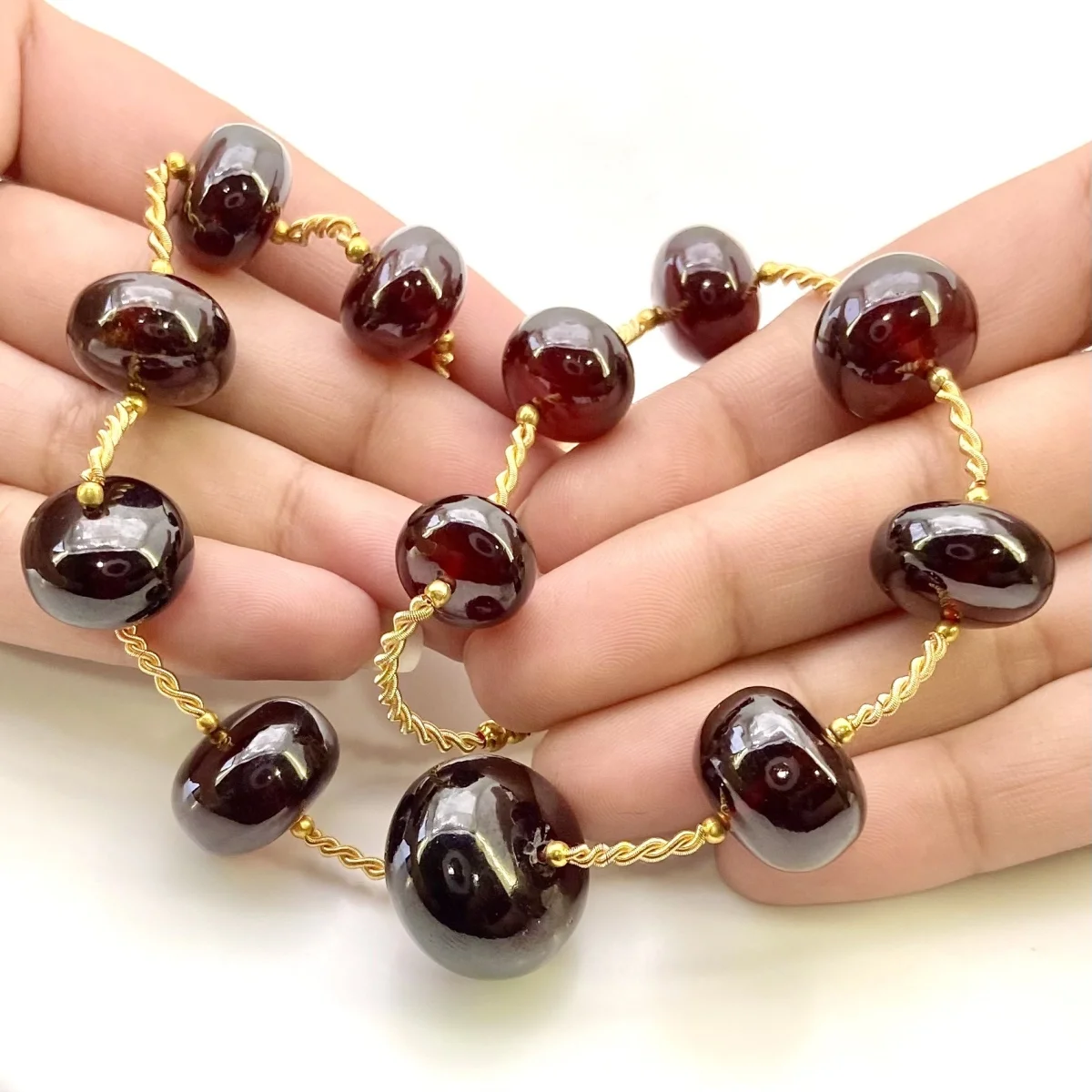 Hessonite Garnet 13-20mm Smooth Rondelle AA+ Grade Gemstone Beads Layout -  157059
