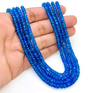 Neon Blue Apatite 3-5mm Faceted Rondelle AA+ Grade Gemstone Beads Strand -  158941