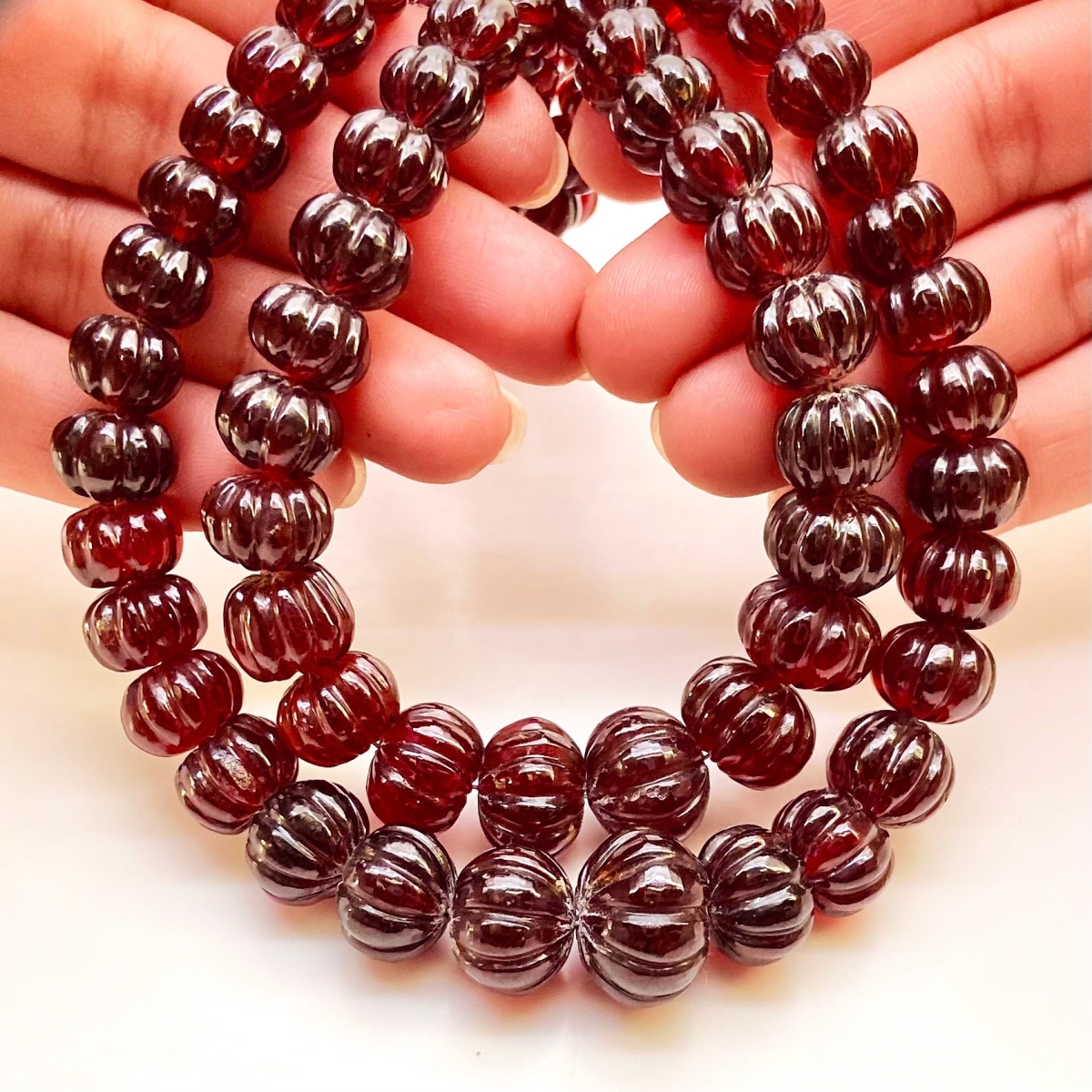Lustrous 30 Strand of Vintage Garnet Beads