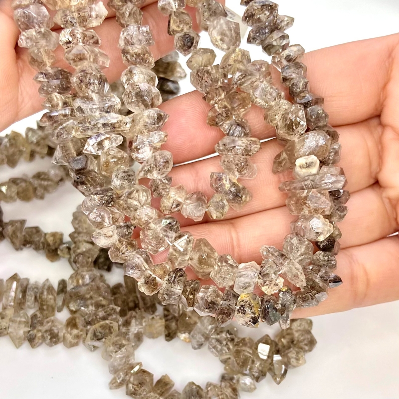 Herkimer Diamond 7.5-12mm Faceted Nugget A Grade Gemstone Beads Lot - 155137