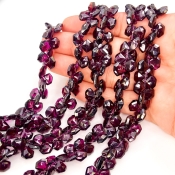 2024 8 Inches RHODOLITE GARNET SMOOTH Rondelle Shape Natural Gemstone Plain Center Drill Beads Line | Gemstone Beads | Untreated Garnet Strand