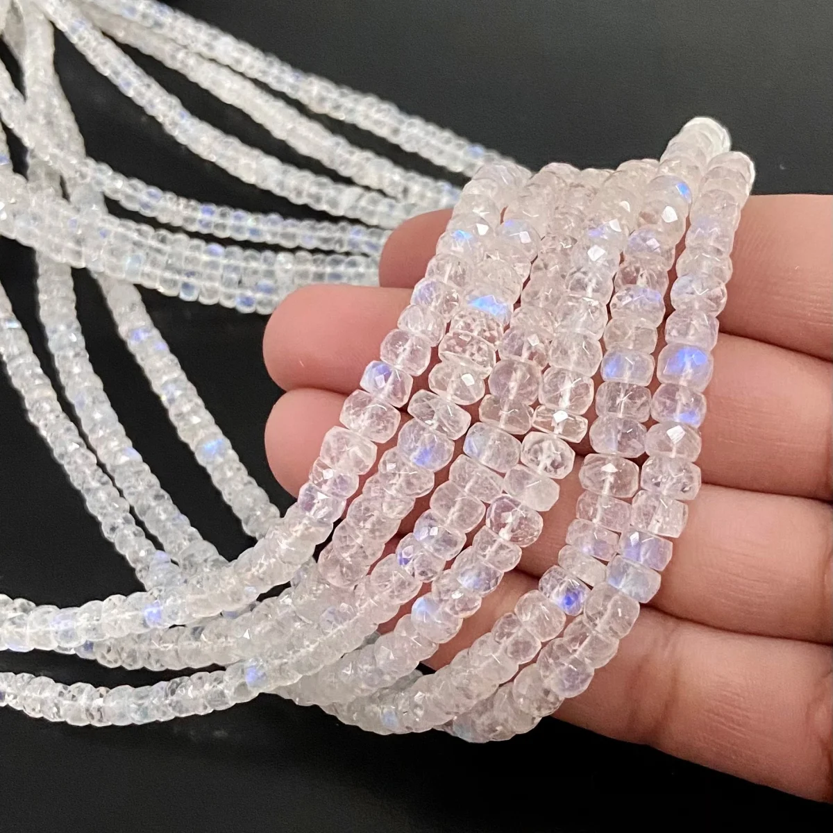 5mm Rainbow Moonstone Faceted Rondelle Beads 14 inch 118 pieces