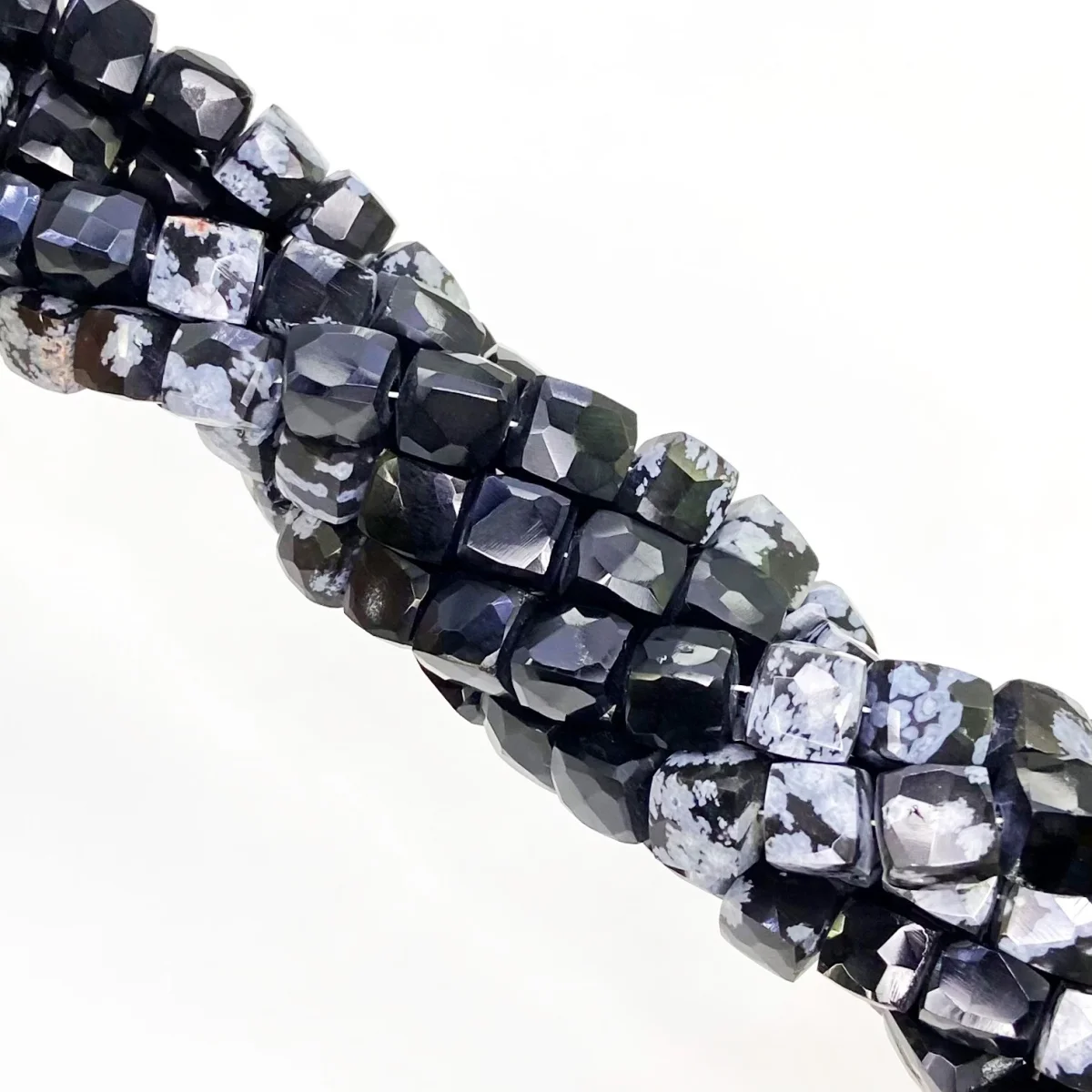 Black Obsidian 6-7mm Faceted Cube AA Grade Gemstone Beads Strand - 156269