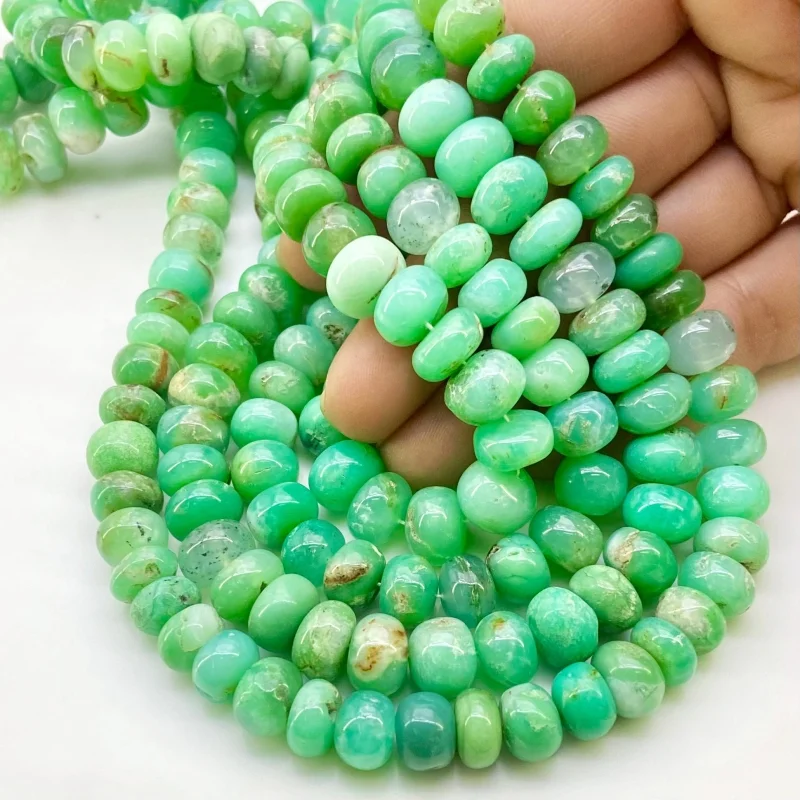 Chrysoprase 9-10.5mm Smooth Rondelle A Grade Gemstone Beads Lot - 156428