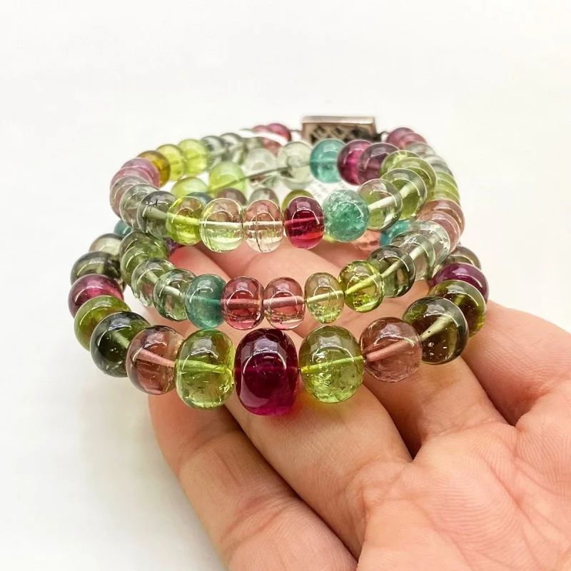 Multi Tourmaline Smooth Carved Rondelle Shape Beads | Tourmaline Carving Beads | Tourmaline Melon Shape beads deals | Tourmaline smooth rondelle