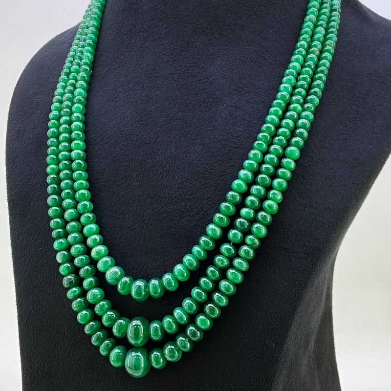 Emerald 5-13mm Smooth Rondelle 17-20 Inch. Multi Strand Beads Necklace -  490.3 Cts.