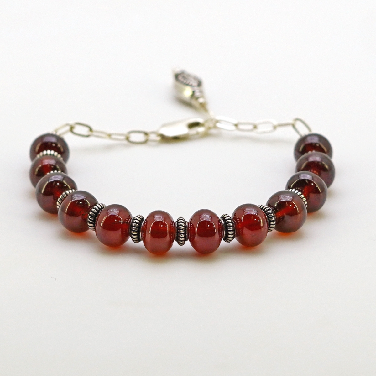 New Garnet & Sterling Silver Bangle Handcrafted India - jewelry