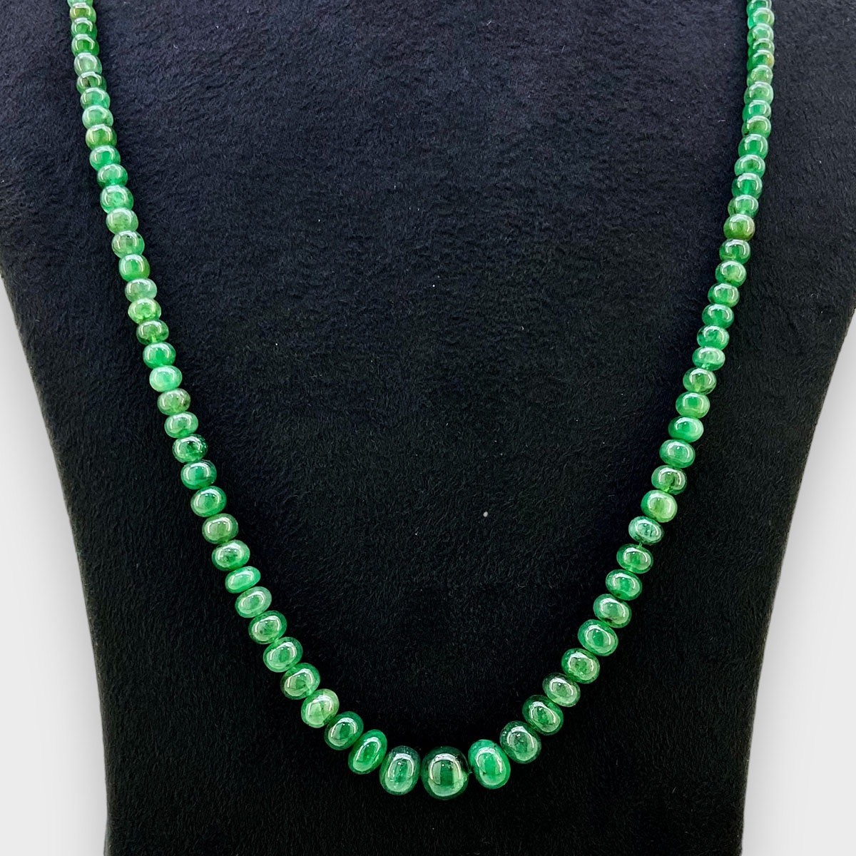 Natural Green Emerald Smooth Rondelle Beads Necklace | newest 59 Cts Weight | Gemstone Precious 3-6 MM Size Of 16 Inches Necklace | Sku#153